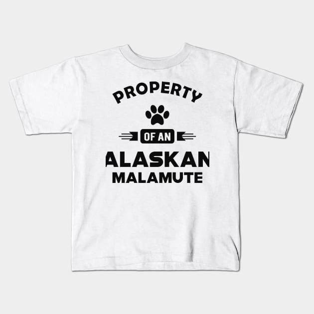 Alaskan Malamute - Property of an alaskan malamute Kids T-Shirt by KC Happy Shop